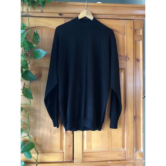 Mens FRANCO ROSSI ITALY Wool Blend Black Pullover Sweater SZ XL - Picture 3 of 11